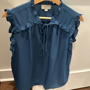 The Loft sleeveless tie neck blouse - blue